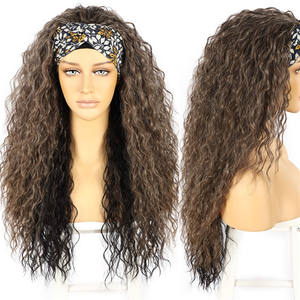 BeautyTown-peluca <span class=keywords><strong>Afro</strong></span> rizada con banda para la cabeza, pelo largo ondulado marrón - Product Image 3