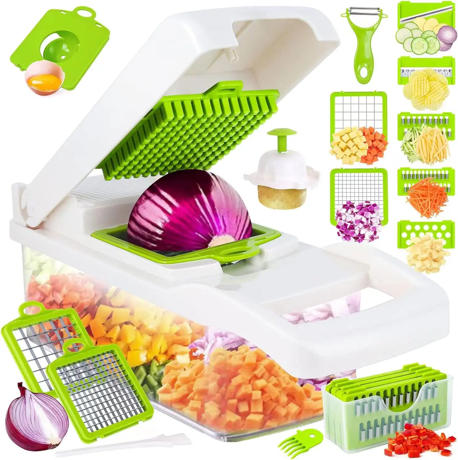 Hot Sale Küchen hacker für Gemüse Zwiebel schneider Slicer Küchen zubehör Multifunktion shand buch 16 In 1 Gemüse hacker