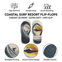 Tongs de plage à motif surf numérique par sublimation, impression couleur intégrale, conformes REACH, vente en gros