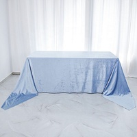 Vente en gros Nappe bleu poussiéreux Nappe rectangulaire unie douce Nappe en velours bleu poussiéreux Rectangulaire 90x156