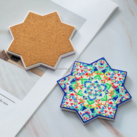 Sous-verres en céramique en forme de théière marocaine avec dos en liège, imprimés par sublimation, style nordique, résistants à la chaleur, surface brillante/mate