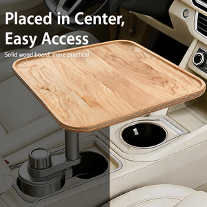 CarFu AC-2370 Bandeja para Auto con Acabado de Madera, Superficie Amplia para Comer, Portavasos, Base Ajustable, OEM, ODM, Venta al Por Mayor - Product Image 3
