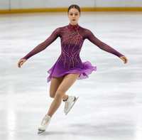 Robe de patinage artistique à col haut et dos ouvert, manches longues, en maille ornée de strass, pour enfants et adultes, pour compétitions et spectacles sur glace