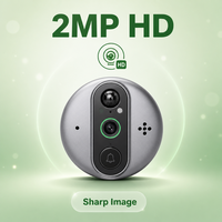 Sonnette vidéo avec caméra WiFi, alimentée à l'énergie solaire, résistante à l'eau, fonctionne sur batterie, installation facile, visionneuse de porte intelligente, 2MP HD