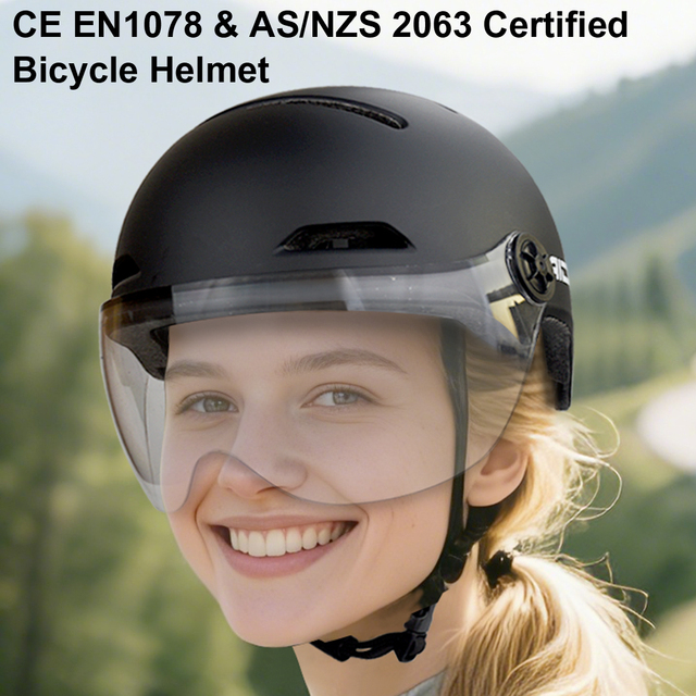 OEM CE EN1078 AS/NZS 2063 CPSC Smart LED Road Bike Helmet with Left and Right Turn signal Cycling Helmet with Visor for E-bike
