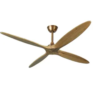 Morden Popular Smart Fans Light Four Solid Wood Blades Fandelier 60inch Dc Motor Remote Control Led Ceiling Fan For Indoor