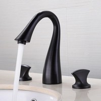 Robinet Mitigeur de Lavabo Double Poignée en Laiton Doré, Style Nordique Luxe, 3 Trous, pour Salle de Bain