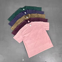 T-shirt Homme Personnalisé en Coton Tricoté 100% Effet Vieilli Délavé à l'Acide, Coupe Oversize Rétro Vintage, Écologique et Respirant de Haute Qualité