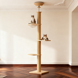 Hoogwaardig massief houten kattenboom met meerdere lagen, modern 4+ lagen, grote ruimte, capsule design, 2,6-3m hoog, eenvoudige stijl - Product Image 2