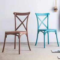 Chaises de salle à manger empilables en plastique blanc à dossier croisé, chaises pour événements