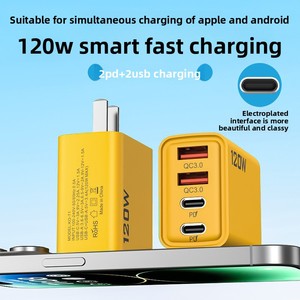 120W Multi-Port Fast Charger 2 USB-C PD Ports + 2 QC3.0 USB Ports Universal Travel Adapter for US/EU/<strong>UK</strong> Plugs - Product Image 3