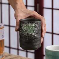 Tasse à thé en grès japonais, tasse en céramique texturée faite à la main, motif multi-glaçures, tasse à eau pour la maison, le restaurant, l'hôtel et le café