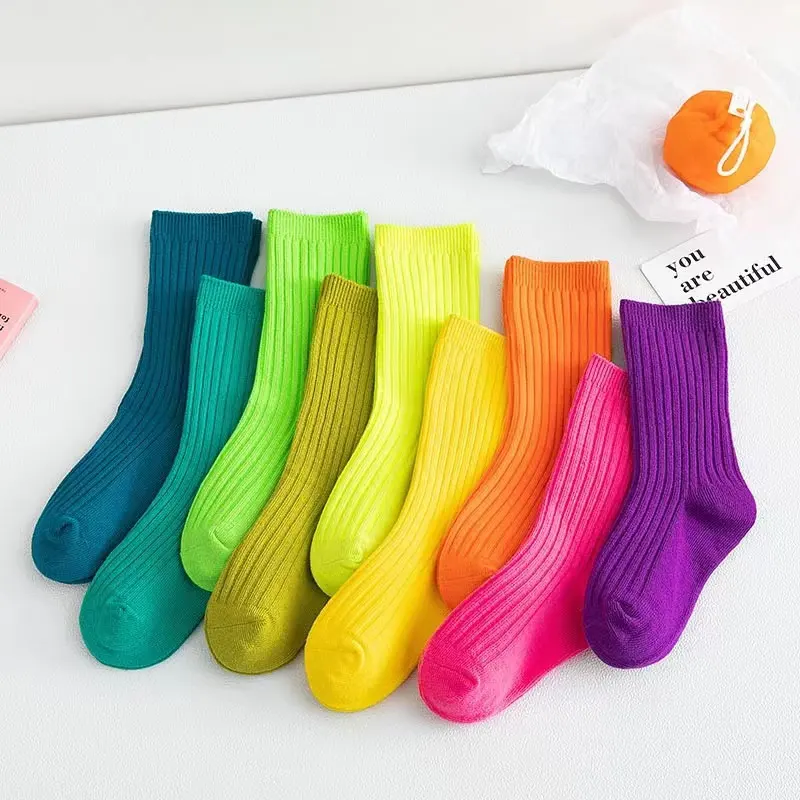 2024 New Ready To Ship Spring Summer Children Japanese Style Solid Color Boys Girls Baby Kids Socks