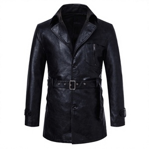 Manufacturer Direct Sales <b>Long</b> Casual Autumn Front Artificial <b>Leather</b> Turn-down Collar Single Breasted <b>Leather</b> <b>Jacket</b> - Product Image 3