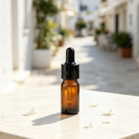 Flacon compte-gouttes en verre ambré de 3 ml et 5 ml avec bulbe en caoutchouc noir, rechargeable, pour huiles essentielles et sérums, idéal pour l'emballage cosmétique