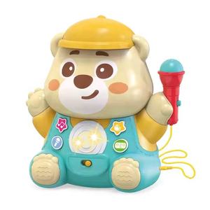 Máquina de Karaoke Portátil con Micrófono de Oso de Dibujos Animados, Juguete Musical Educativo con Luces para Niños - Product Image 1