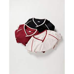 Camiseta Deportiva Masculina al por Mayor, Estilo Jersey, Cuello en V, Manga Corta Raglán, 100% Algodón, 260g de Peso Pesado - Product Image 4