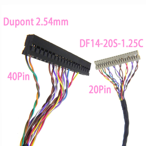 Cavo di conversione segnale LVDS da 40 pin passo 2.54mm Dupont a 30 pin passo 1.0mm DF14, cavo di test per scheda driver LCD industriale - Product Image 1