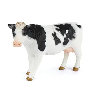 Vaca de plástico de peluche realista de alta calidad, modelo de granja de animales