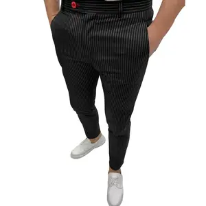 Slim Fit Herren Stretch hose Kordel zug Stretching Stoff Mode Englisch Stil Plaid Tapered Office Hose Für Männer Business
