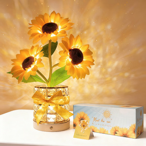 LED Sunflower <b>Night</b> <b>Light</b> Touch Control <b>USB</b> Rechargeable Warm White Decorative Table Lamp For Room Home Decoration - Product Image 1