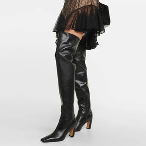 Sonbahar kış seksi kadınlar gerçek deri uyluk yüksek çizmeler moda parti ayakkabıları zarif bayan yüksek topuk diz çizme üzerinde büyük boy 46 - Product Image 4