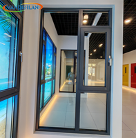 Ventanas y Puertas Abatibles de Aluminio con Doble Acristalamiento, Modernas, de Seguridad, Resistentes al Viento, para Uso en Viviendas/Apartamentos, Fabricante OEM ODM