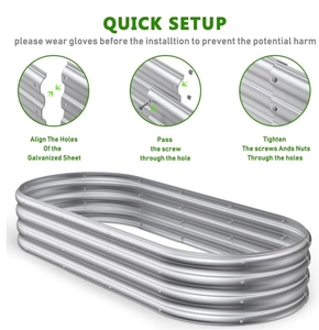 Kits de jardinières surélevées galvanisées OEM Boîte à fleurs modulaire pour la maison Pot à fleurs <span class=keywords><strong>paresseux</strong></span> pour légumes, herbes et sols - Product Image 2