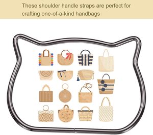 Uxcell Pcs Metal Purse Handle <b>Cat</b> Head Handbag <b>Ring</b> Buckle Bag Handle Replacement For DIY Handmade Woven Bag Luggage Hardware Ac - Product Image 6