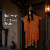 SIPKLR Décoration d'Halloween suspendue de 35,4 pouces, fantôme effrayant, squelette, pour jardin extérieur, maison hantée