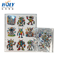 Honli 50 autocollants PVC découpés à l'emporte-pièce, étanches, motif robot IA dessin animé, mignons, pour décoration d'ordinateur portable, papeterie pour enfants, cadeau DIY pour journal créatif