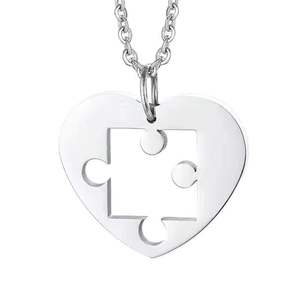 Collar de corazón de rompecabezas creativo pareja simple amor personalizado collar de regalo de mejor amigo de moda - Product Image 4