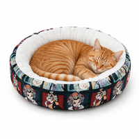 Coussin pour animaux de compagnie épais et chaud pour chats et petits chiens, tissu jacquard de style chinois, tapis doux pour chiots, coussin de couchage confortable pour l'hiver