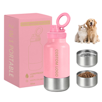 Bouteille d'eau 2-en-1 en acier inoxydable 304 pour chien, accessoires pour animaux de compagnie, gourde isotherme avec couvercle à bec verseur et support magnétique pour téléphone pour l'extérieur