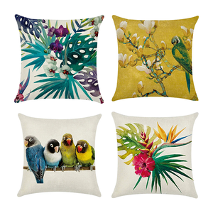 Acuarela Parro <span class=keywords><strong>guacamayo</strong></span> pájaro selva Tropical hoja Floral botánico palmera funda de almohada para sofá - Product Image 4