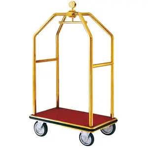 Trolley Hotel Luggage Gold Plated Hotel Birdcage Airport Luggage Cart Bellboy Luggage Trolley