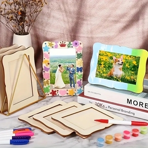 Wooden Painting Craft Kit <strong>DIY</strong> Picture <strong>Frame</strong> with Stand Painting Tools Set <strong>Eva</strong> Stickers Craft Decorate Photo <strong>Frame</strong> - Product Image 3