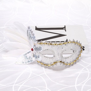 DAMAI New Masquerade Mask for Women with Feather Women Venetian Mask for Masquerade Party Mardi Gras Halloween Cosplay Christmas - Product Image 3
