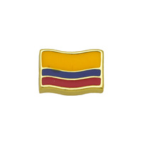 HP289 Nuevo Colgante de Corazón Esmaltado con Bandera Chapado en Oro de 18K, Amuleto de Bandera de Colombia y Puerto Rico para Fabricación de Joyas DIY, Venta al por Mayor