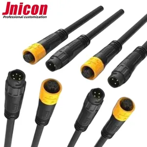 Jnicon M12 2 3 4 5 pin macho a hembra cable circular push locking conector impermeable