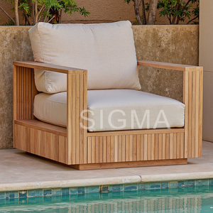Ensemble de meubles de patio extérieur, canapé modulaire en teck avec tables basses en marbre, meubles de jardin, résistant aux intempéries, certifié CE - Product Image 6