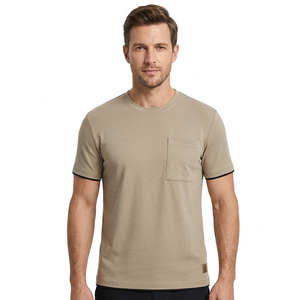 เสื้อยืดคอกลมแขนสั้นผ้าคอตตอน 95% สแปนเด็กซ์ 5% สำหรับผู้ชาย แบบยุทธวิธี มีกระเป๋า แต่งขอบตัดสี ยืดได้ ใส่เป็นยูนิฟอร์มได้ - Product Image 2