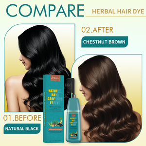 Mayorista Profesional Permanente 200ml Antiadherente Color Negro Cubierta Rápida Cabello Gris 3 en 1 Ginseng Tinte PARA EL Cabello Champú Peine - Product Image 3