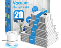 Sacs de rangement sous vide, pompe électrique portable de voyage, 20 packs, compression réutilisable pour vêtements, rangement de valises