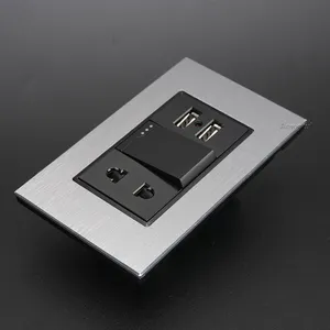 Luxury Modern Aluminium plate electrical switches and sockets switch socket wall with usb ports usb socket