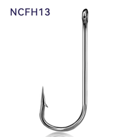 Hameçon de pêche en mer à longue tige en acier à haute teneur en carbone avec barbelures pour poisson-chat, carpe et usage en rivière, 50 pièces, modèle NCFH13
