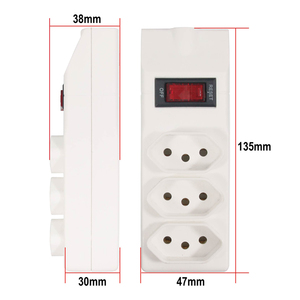 Regleta brasileña de varios enchufes con interruptor de salida de 3 vías y enchufe de fusible Producto de enchufes y enchufes eléctricos - Product Image 2