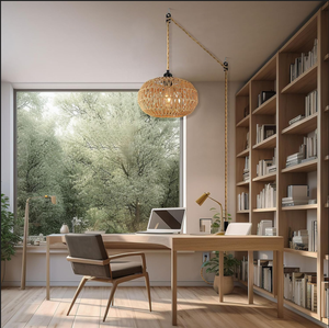 Ferme tissé rotin suspension <span class=keywords><strong>lampe</strong></span> Vintage moderne papier corde lustre brancher sur <span class=keywords><strong>prise</strong></span> <span class=keywords><strong>murale</strong></span> pendentif luminaire - Product Image 2