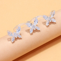 Vente directe usine Nouvelle bague double papillon pour femme, en zircon et strass, accessoire de soirée et de banquet, bijou