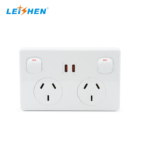Prise murale double avec interrupteur lumineux, double pôle 10A 3 broches, approuvée AU/NZ SAA, avec double port USB-C PD 20W